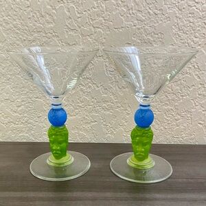 Vintage Set of 2 Richard Jolley 1996 Martini Glasses